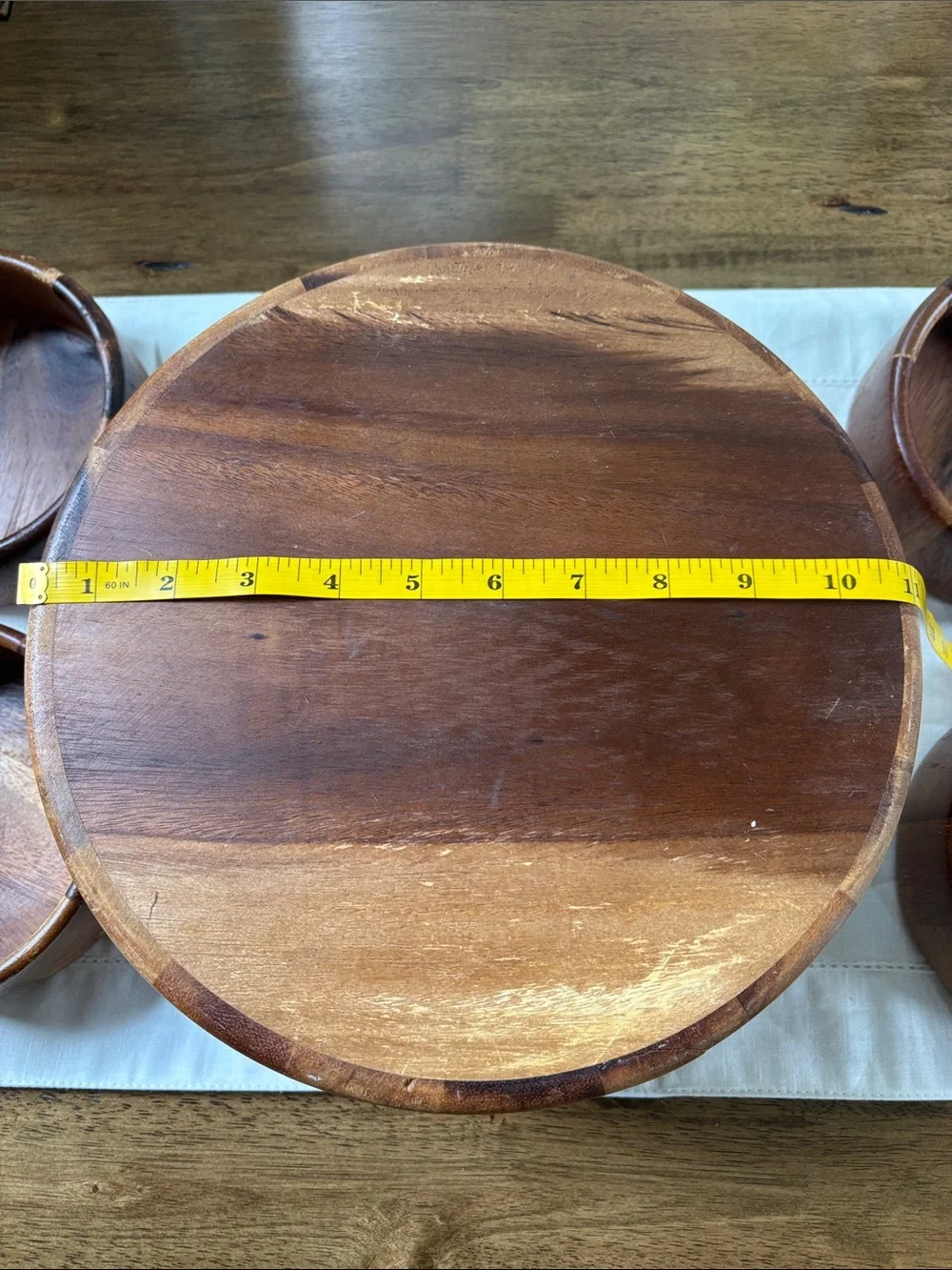 Wooden Salad Bowl Set with 4 Matching Bowls - Natural Brown
